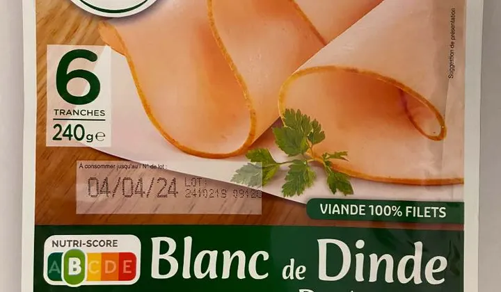 Illustration du rappel ALERTE : blanc de dinde dore au four - 240g - 6 tranches - defaut de soudure de l'emballage