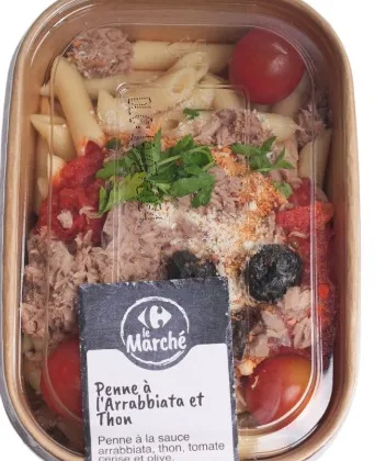 Illustration du rappel ALERTE : penne arrabbiata et thon barquette 350g carrefour le marche - suspicion de contamination bactériologique