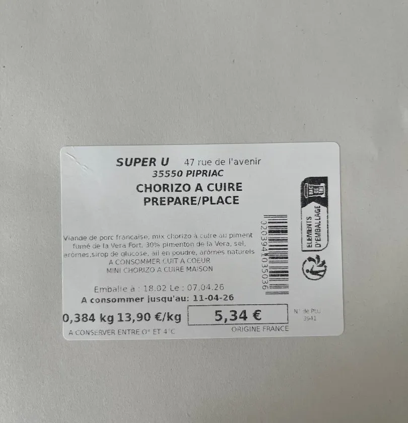 Illustration du rappel 🚨 ALERTE : Chorizo à cuire en boucherie rappelé - contamination aux salmonelles